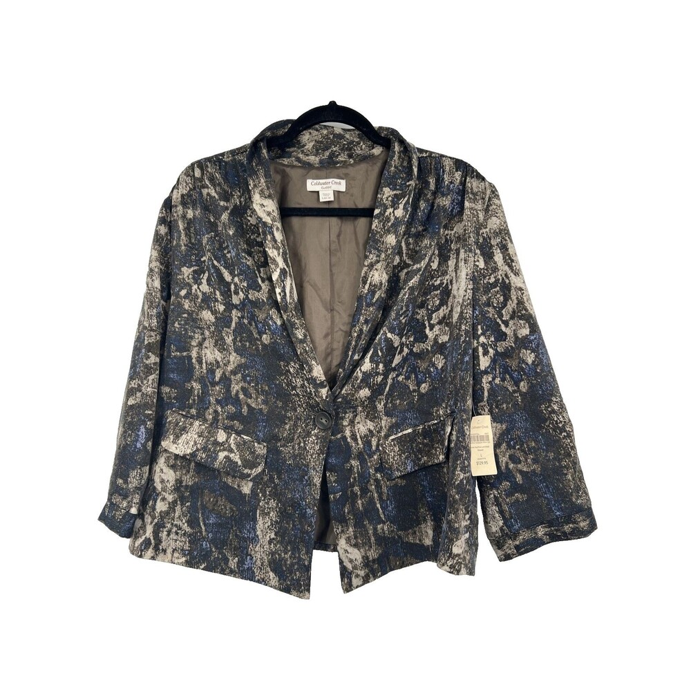 Coldwater Creek One Button Printed Blazer Womens Large 14-16